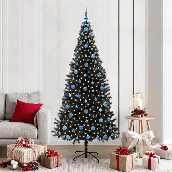 vidaXL Christmas Tree with 300 LEDs with Stand Black 210 cm PVC