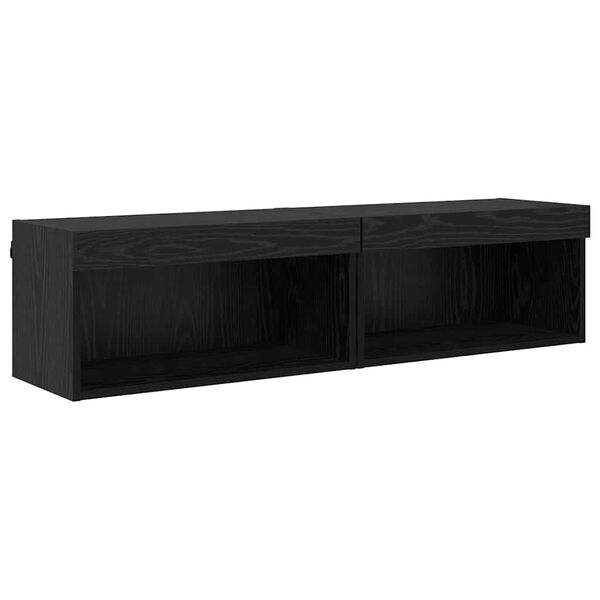 vidaXL TV Cabinets 2 pcs Black Oak 60 x 30 x 30 cm Engineered Wood