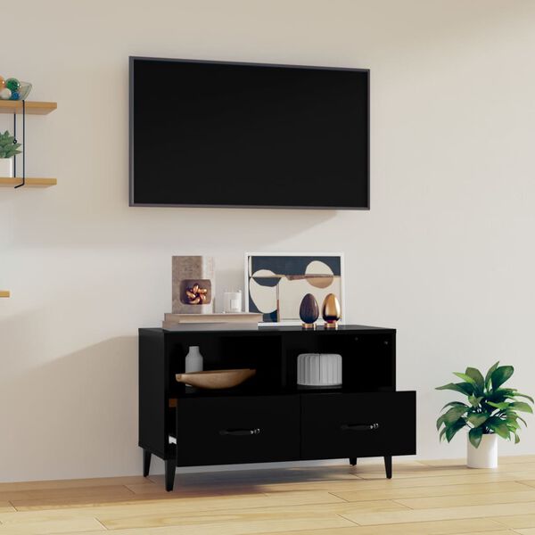 vidaXL TV Cabinet Black 80x36x50 cm Engineered Wood