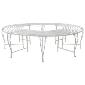 vidaXL Tree Bench 8-Seater &Oslash; 160 x 44 cm Steel Antique White Round