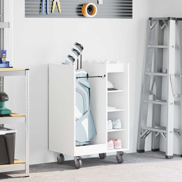 vidaXL Golf Cabinet with Wheel Plain White 65 x 45 x 98 cm
