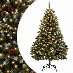 vidaXL Artificial Hinged Christmas Tree 120 cm 150 LEDs Warm White