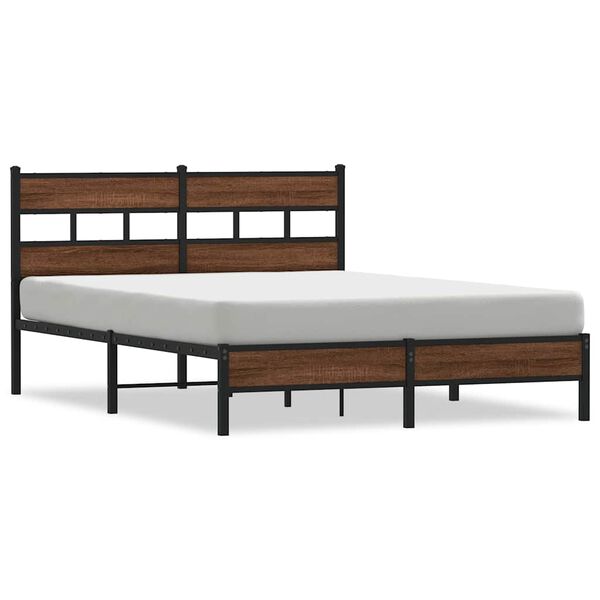 vidaXL Bed Frame without Mattress Brown Oak 150x200 cm King Size Engineered Wood