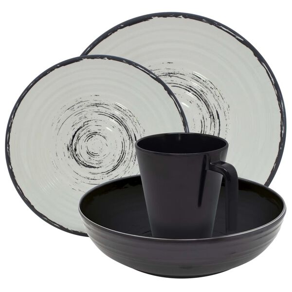 Eurotrail Tableware Isla 16 pcs Melamine Black and Natural