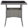 vidaXL Outdoor Dining Table Grey Poly Rattan and Glass