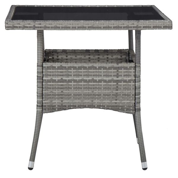 vidaXL Outdoor Dining Table Grey Poly Rattan and Glass