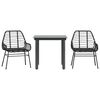 vidaXL 3 Piece Garden Dining Set Black Poly Rattan Glass
