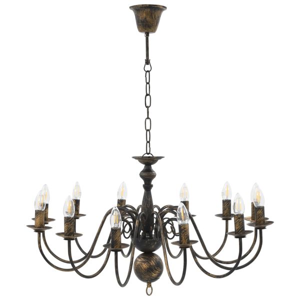 vidaXL Chandelier Antique Black 12 x E14 Bulbs