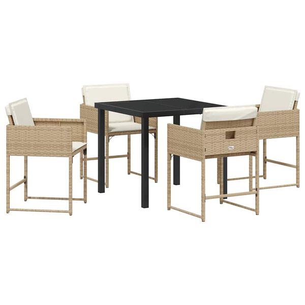 vidaXL Garden Dining Set 5 pcs Beige Poly Rattan