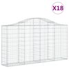 vidaXL Arched Gabion Baskets 18 pcs 200x30x100/120 cm Galvanised Iron