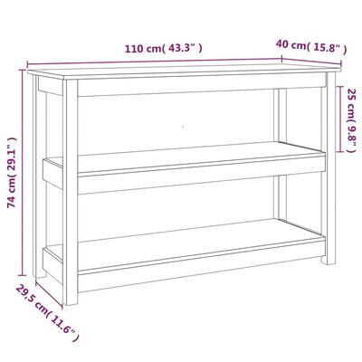 vidaXL Console Table White 110x40x74 cm Solid Wood Pine