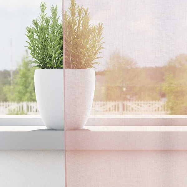 vidaXL Voile Curtains with Loops 2 pcs Light Pink 140x140 cm