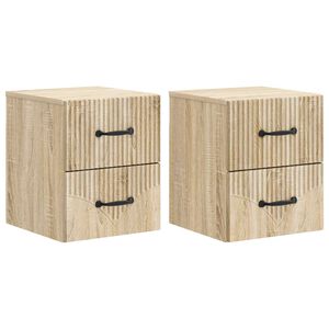 vidaXL Wall-Mounted Bedside Cabinet 2 pcs Sonoma Oak 34.5 x 33 x 40 cm