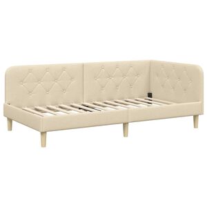 vidaXL Corner Bed Frame with Headboard Cream 100 x 200 cm Fabric