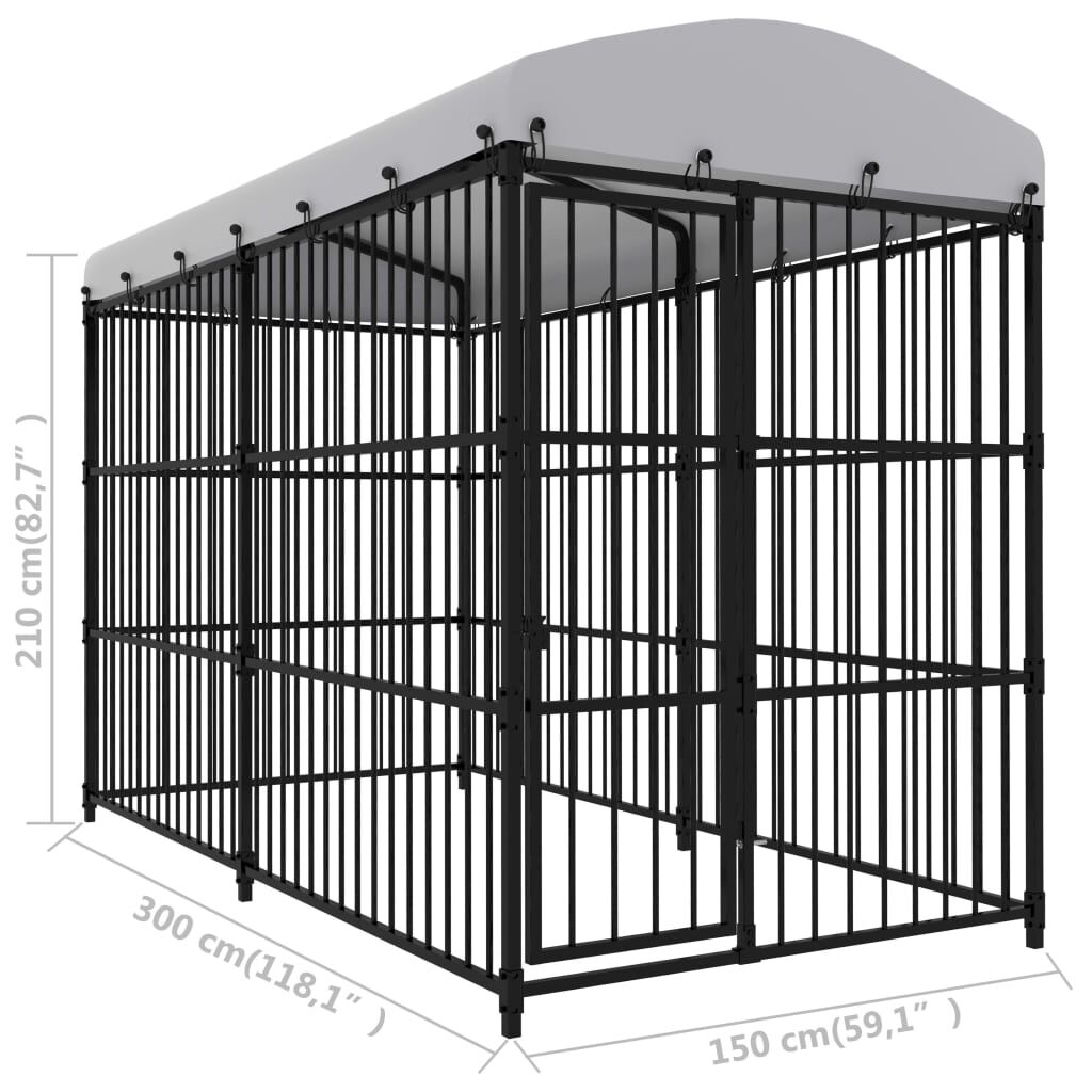 Metal dog kennel roof top