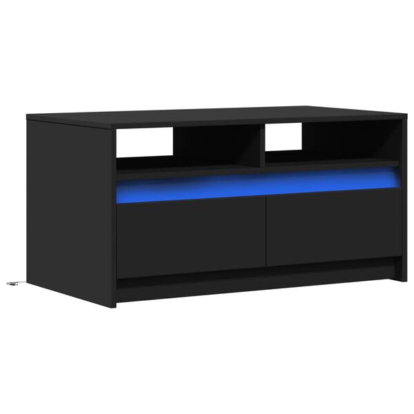 vidaXL Coffee Table with LED Lights Black Engineered Wood