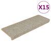 vidaXL Stair Mats Self-adhesive Sisal-Look 15 pcs 65x21x4 cm Light Green