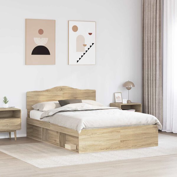 vidaXL Bed Frame Sonoma Oak 150 x 200 cm Solid Pine Wood