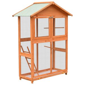 vidaXL Bird Cage Solid Pine & Fir Wood 125.5x59.5x164 cm