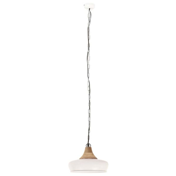vidaXL Industrial Hanging Lamp White Iron & Solid Wood 26 cm E27