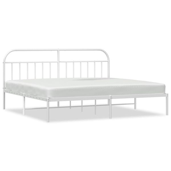 vidaXL Metal Bed Frame without Mattress with Headboard White 200x200cm