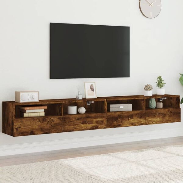 vidaXL TV Wall Cabinets 2 pcs Smoked Oak 100x30x30 cm Engineered Wood