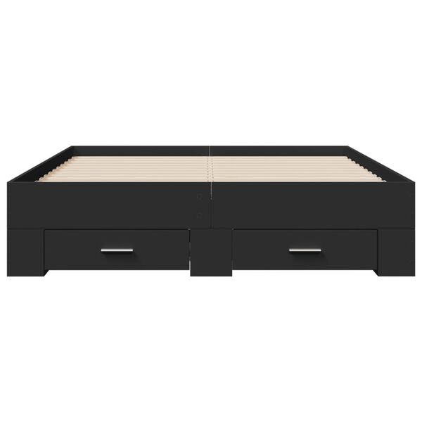 vidaXL Bed Frame with Drawers without Mattress Black 135x190 cm Double