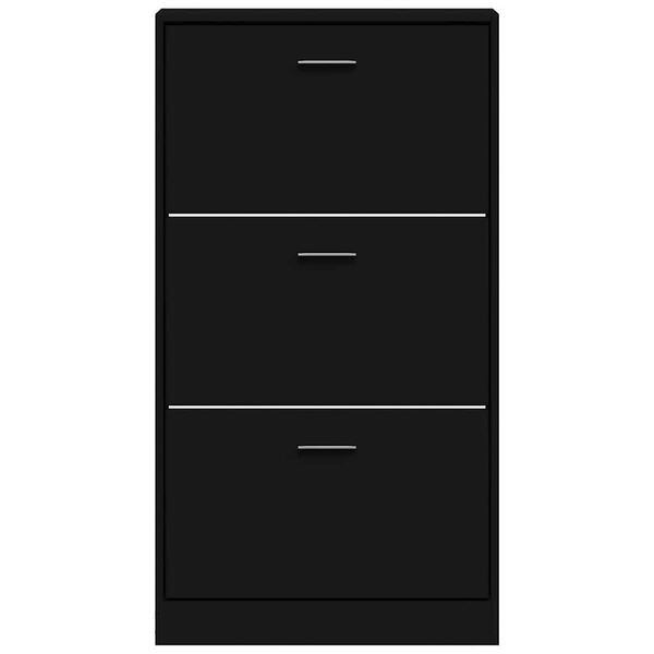 vidaXL Shoe Cabinet Black 59x17x108 cm Engineered Wood