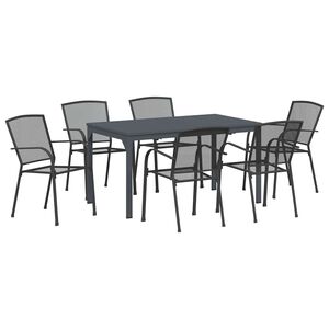 vidaXL Garden Dining Set 7 pcs Anthracite Powder-coated Steel