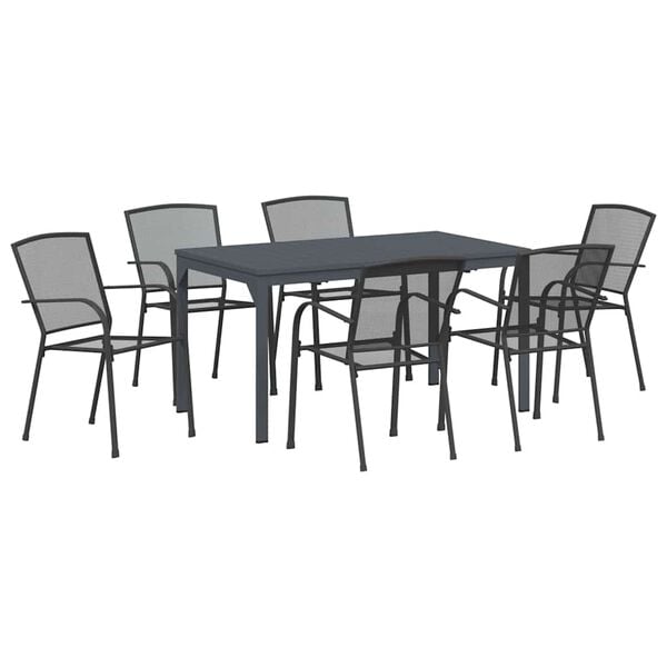 vidaXL Garden Dining Set 7 pcs Anthracite Powder-coated Steel