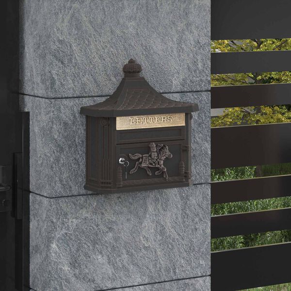 vidaXL Wall Mounted Mailbox Bronze 40.5 x 16 x 45 cm Cast Aluminum
