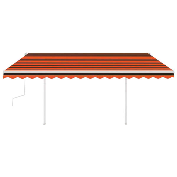 vidaXL Manual Retractable Awning with Posts 4x3 m Orange and Brown