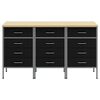 vidaXL Work Cabinet with Drawer 3 pcs Black and Grey 75 x 45 x 85 cm