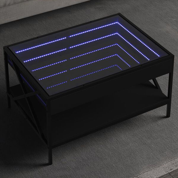 vidaXL Coffee Table with Infinity LED Black 70x50x38 cm