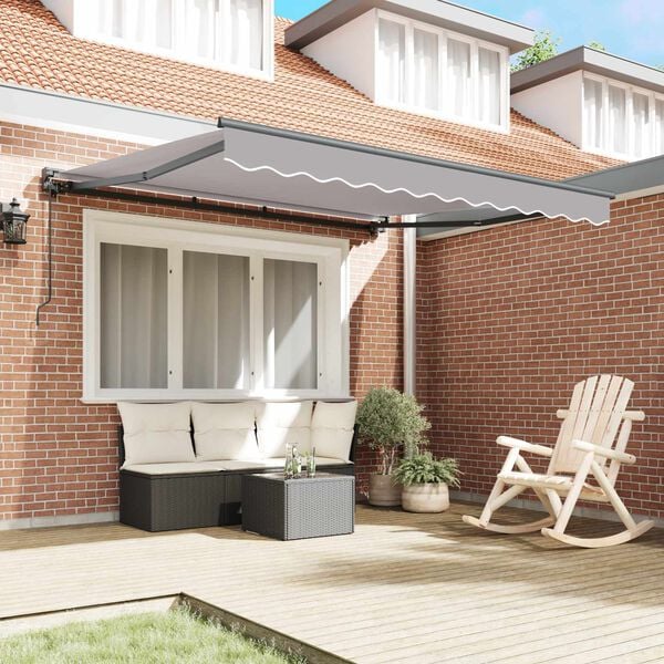 vidaXL Retractable Awning Light Grey 300 x 250 cm Aluminium and Fabric