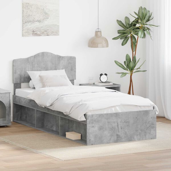 vidaXL Bed Frame Concerte Grey 75 x 190 cm Solid Pine Wood