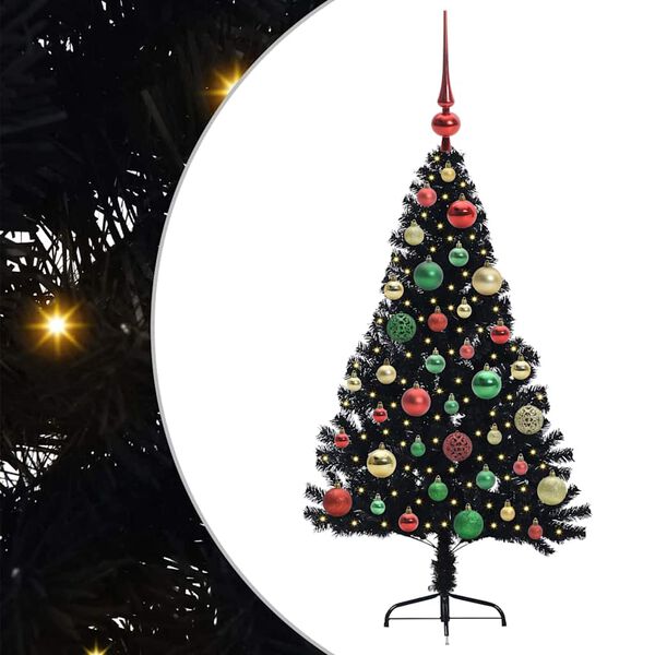 vidaXL Artificial Pre-lit Christmas Tree Black 120 cm PVC