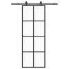 vidaXL Sliding Door with Hardware Set Black 76x205 cm ESG Glass