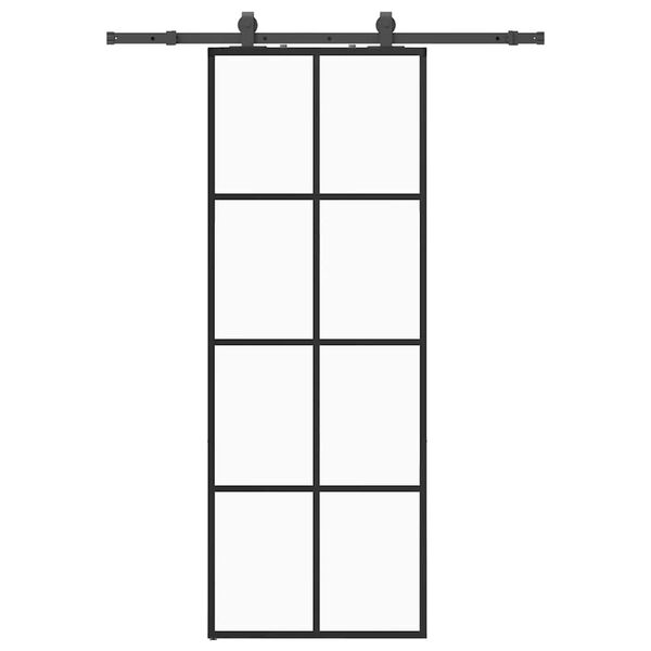 vidaXL Sliding Door with Hardware Set Black 76x205 cm ESG Glass