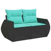 vidaXL 8 Piece Garden Sofa Set with Cushions Black Poly Rattan Acacia