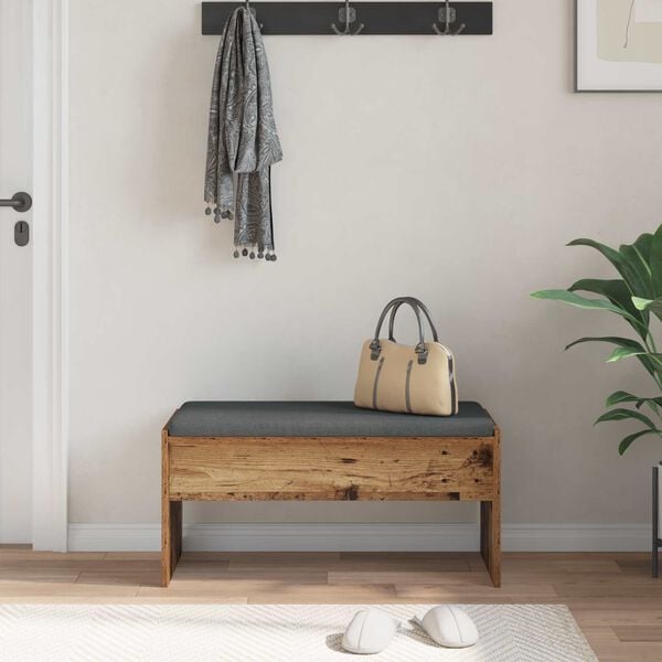 vidaXL Hall Bench with Cushion Old Wood 83 x 38 x 40 cm