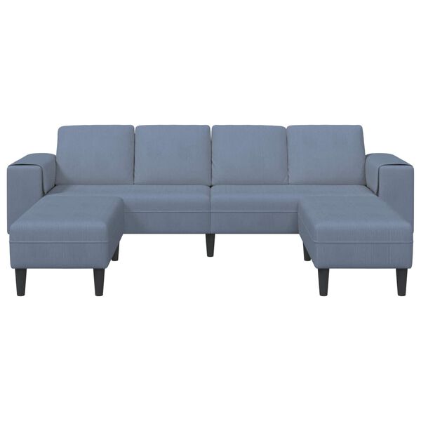 vidaXL Fabric Sofa with Cushion Blue Corduroy fabric
