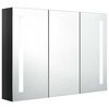 vidaXL LED Bathroom Mirror Cabinet 89x14x62 cm Shining Black