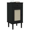vidaXL Bedside Cabinet SENJA Rattan Look Black 40x35x80 cm Solid Wood Pine