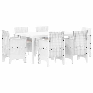 vidaXL Garden Dining Set 7 pcs White Polt rattan
