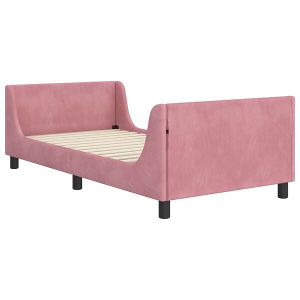 vidaXL Children's Bed Frame with Headboard Pink 90 x 200 cm Velvet