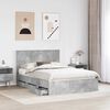 vidaXL Bed Frame with Drawer Concrete Grey 135 x 190 cm Engineer Wood