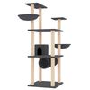 vidaXL Cat Tree with Sisal Scratching Posts Dark Grey 141 cm