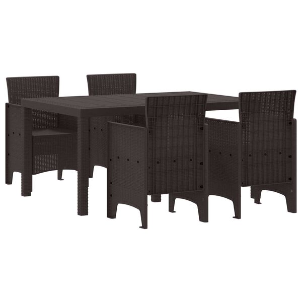 vidaXL Garden Dining Set 5 pcs Brown Polt rattan