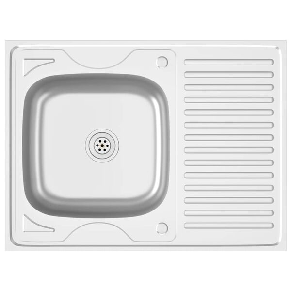 vidaXL Kitchen Sink with Drainer Set Silver 800x600x155 mm Stainless Steel